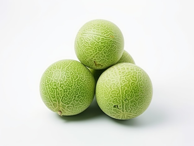 a bunch of melons on a white background