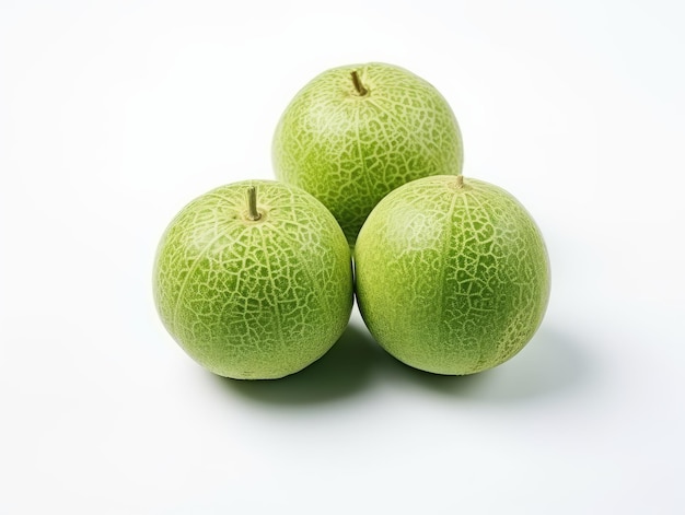 a bunch of melons on a white background