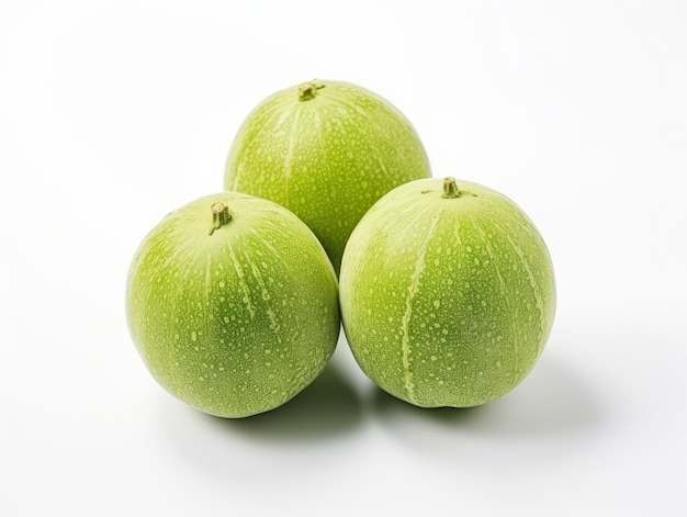 a bunch of melons on a white background