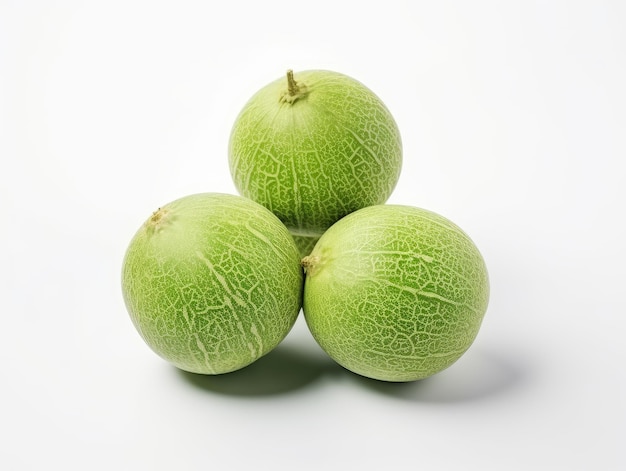 a bunch of melons on a white background