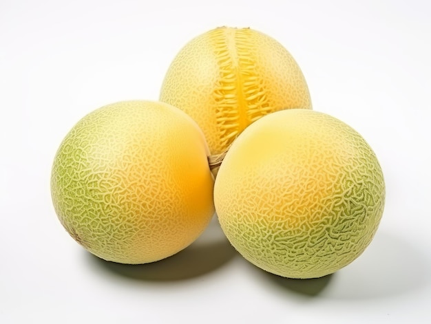 a bunch of melons on a white background