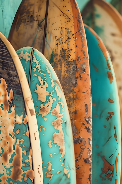 Photo a bunch of old blue and brown bowls with rust on them