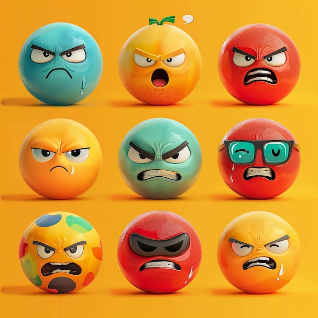 Photo a bunch of orange balls with the word angry on them