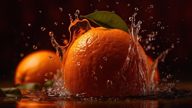 A bunch of oranges are splashing in water and the orange is being splashed.