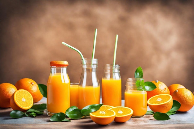 a bunch of oranges are on a table with oranges and green leaves