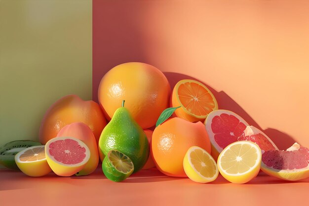 a bunch of oranges and one green lime are on a table