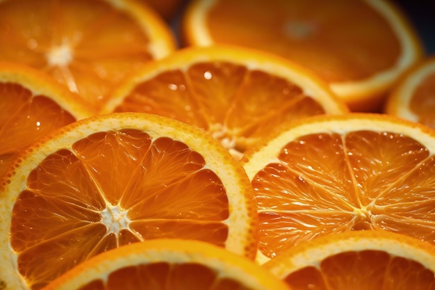 A bunch of oranges that are cut in half generative AI