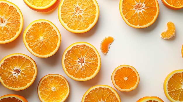 a bunch of oranges that are on a white background