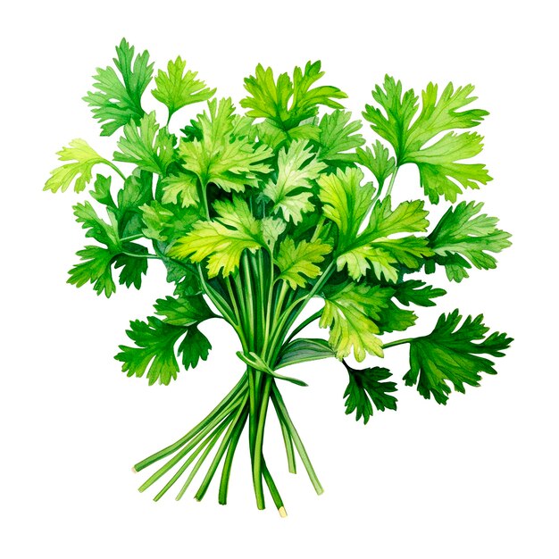 bunch of parsley realistic watercolor drawing spices and herbs seasonings