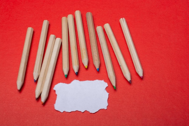 Bunch of pencil with wooden body and colored tips