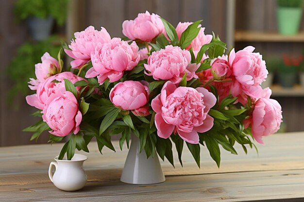 Bunch of peony flowers