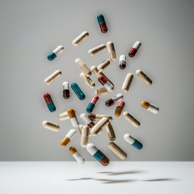 Photo a bunch of pills that are in a pile