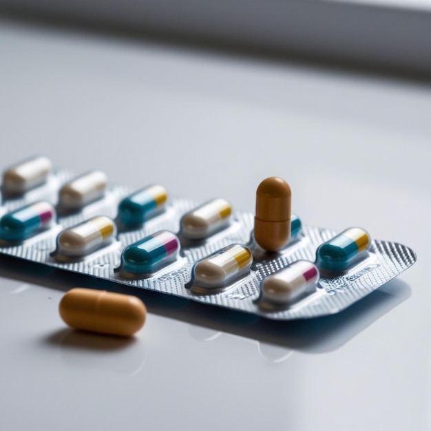 a bunch of pills that are on a table