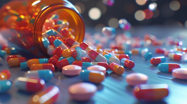 a bunch of pills that are on a table