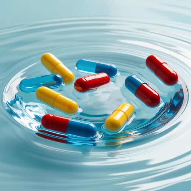 a bunch of pills that are in the water