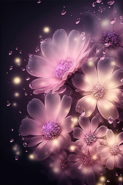 Bunch of pink flowers sitting on top of a table generative ai