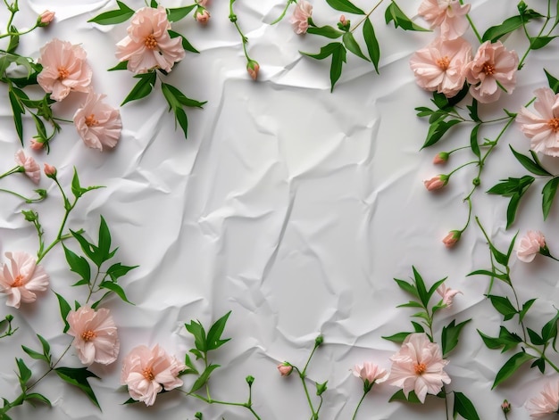 A Bunch of Pink Flowers on a White Surface