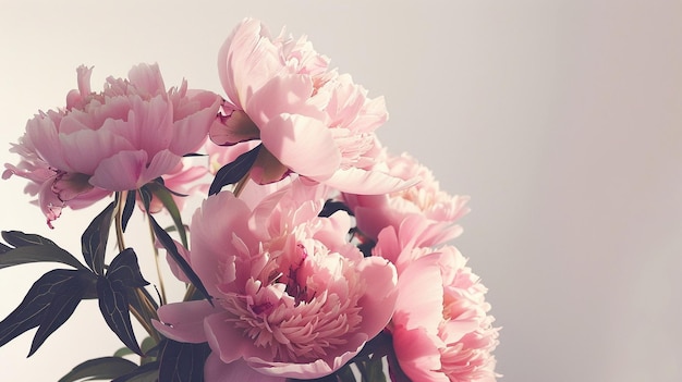 Photo a bunch of pink flowers with the word  peonies  on the bottom