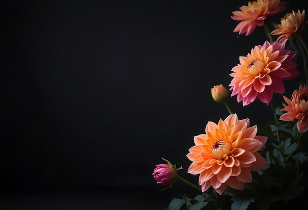 a bunch of pink and orange flowers with one pink one