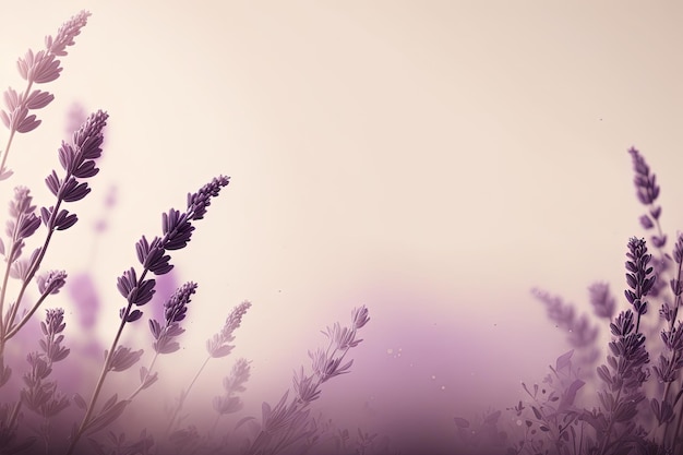 A bunch of purple flowers that are in the grass generative AI