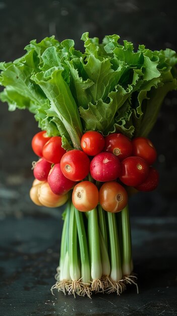 a bunch of radishes with a bunch of radishes on top of them