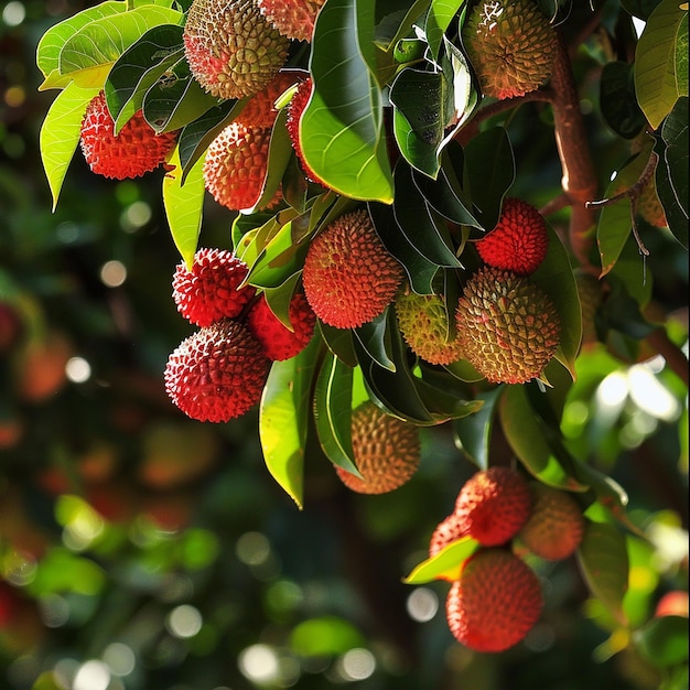 Photo a bunch of raspberries hanging from a branch