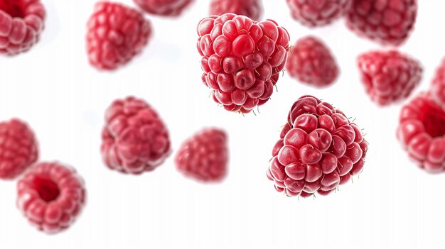 Photo a bunch of raspberries that are falling down