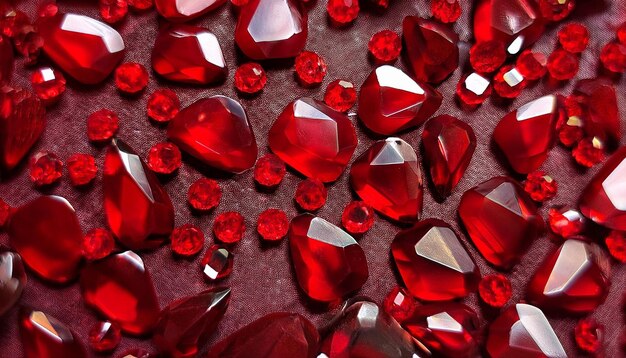 Photo a bunch of red gems are laying on a table