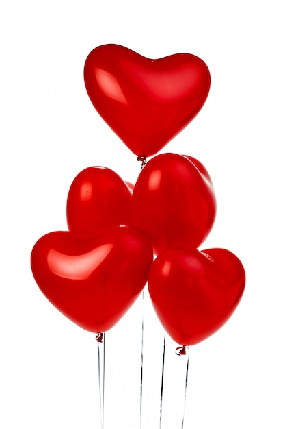 Bunch of red heart shaped balloons