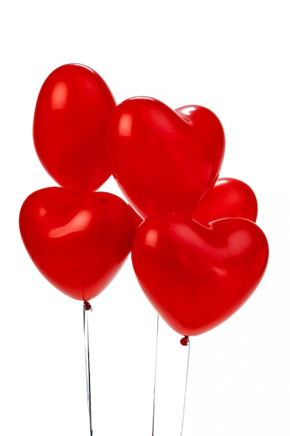 Bunch of red hearted-shaped balloons