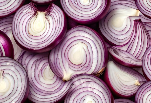 a bunch of red onions with a white center