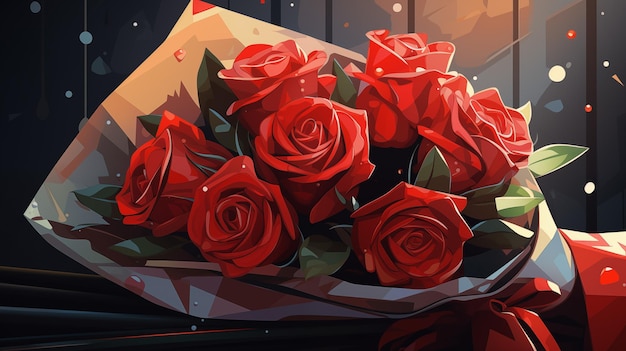 A bunch of red rose Rose Illustration Valentines day concept