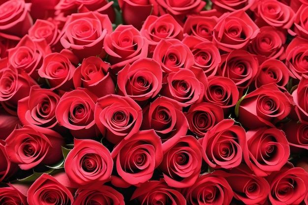 A Bunch of Red Roses Arranged Together