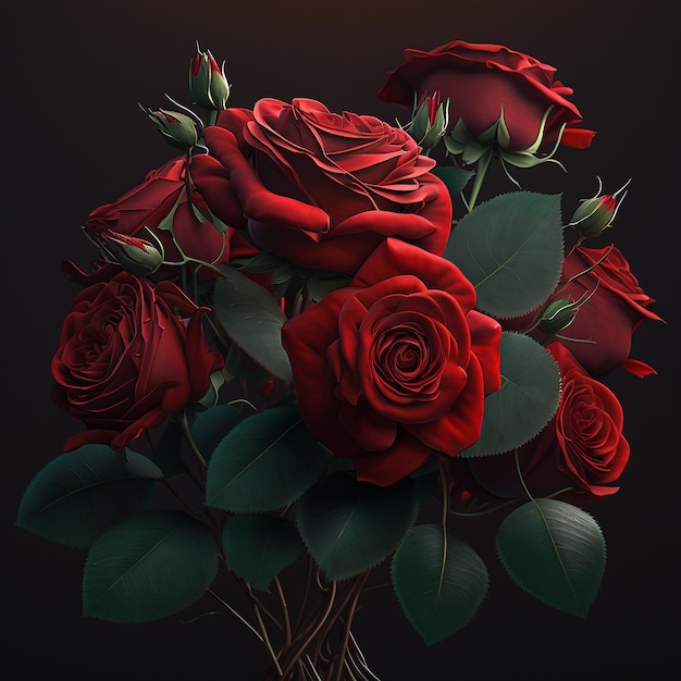 Bunch of red roses product images Generative AI