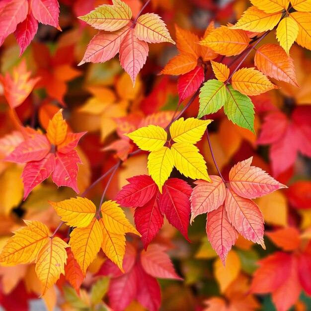 a bunch of red and yellow leaves with the word  fall  on them