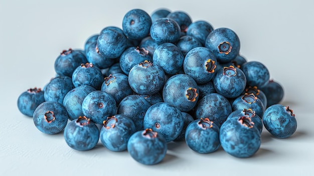 A bunch of ripe blueberries on a white closeup Isolated Beautiful simple