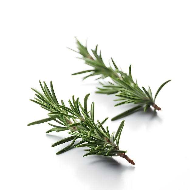 A bunch of rosemary on a white background