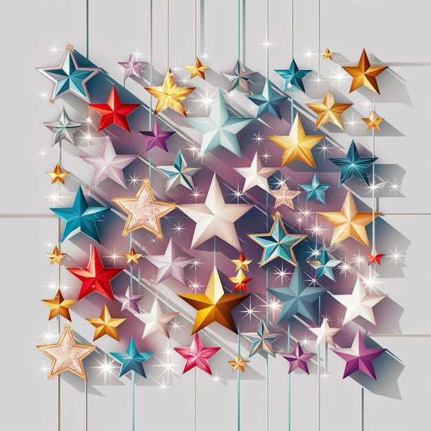 a bunch of stars that are on a white background