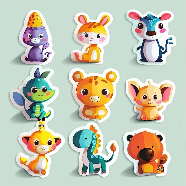 Photo a bunch of stickers with different animals on them