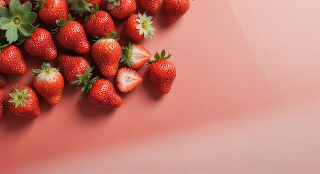 Photo a bunch of strawberries that are on a pink surface