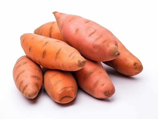 A bunch of Sweet potatoes isolated on a white background