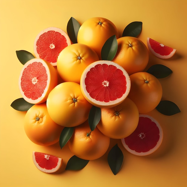 A bunch of sweet and tart grapefruits a refreshing winter fruit rich in vitamin C isolated on a p