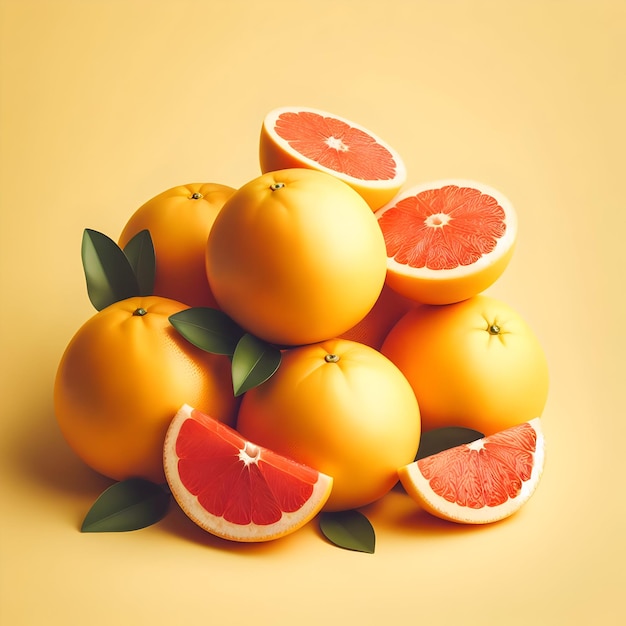 A bunch of sweet and tart grapefruits a refreshing winter fruit rich in vitamin C isolated on a p