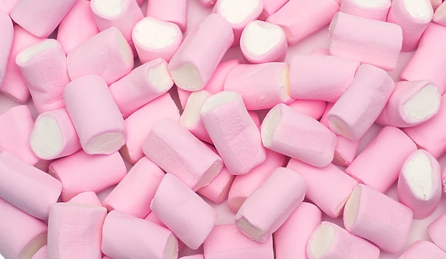 Bunch of a tasty pink white marshmellows background