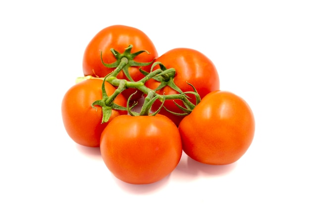 Bunch of tomatoes Fresh tomatoes isolated on white background Organic food close up