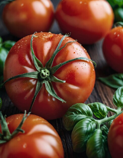 Photo a bunch of tomatoes that are on a table