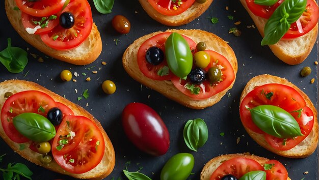 a bunch of tomatoes and tomatoes on a black table