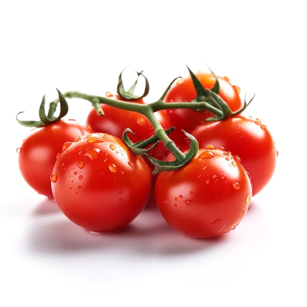 A bunch of tomatoes with the stem on it