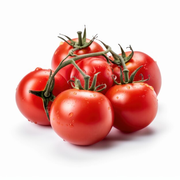 A bunch of tomatoes with water droplets on them