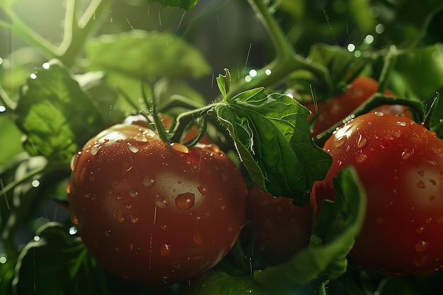 Photo a bunch of tomatoes with water drops on them